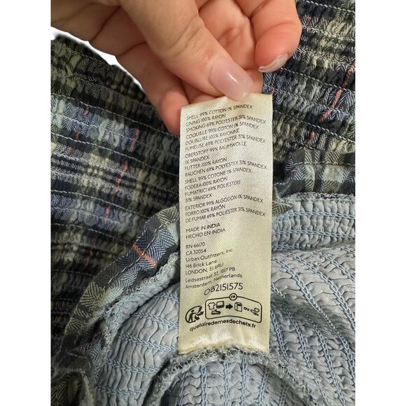 Free People Light sage combo Autumn Chill Plaid Mini Dress size medium $168 NEW - Picture 8 of 9